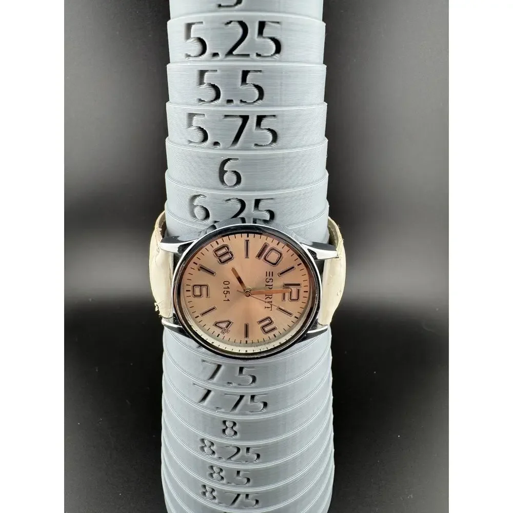 Esprit 015-1 Silver Watch, Bold Numerals, Leather Band